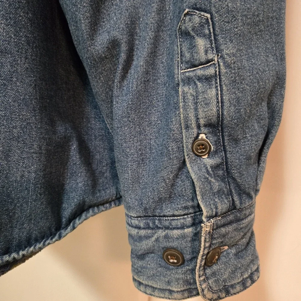 Vintage Route 66 Shirt‎ Shacket Mens L Blue Denim Fleece Lined Button Front 90s - Picture 5 of 10